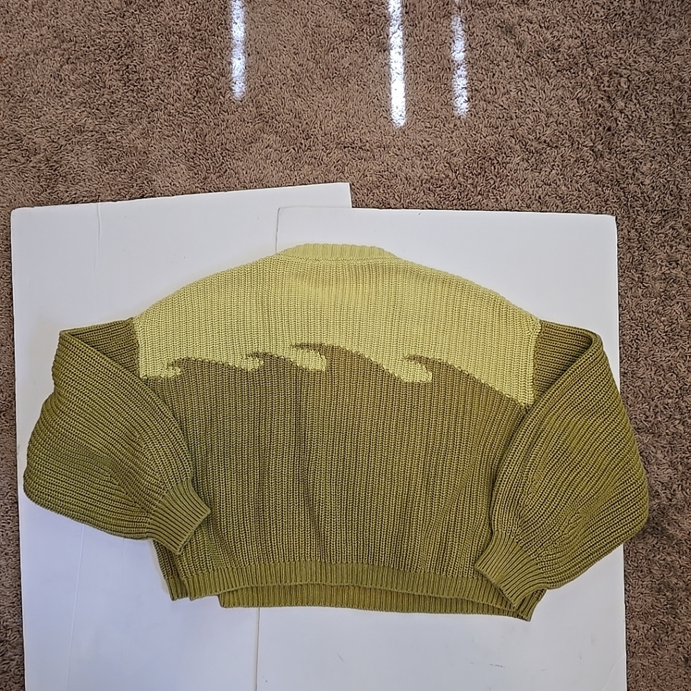 Back Beat Co Green Wave Sweater Size M/L - Picture 6 of 9